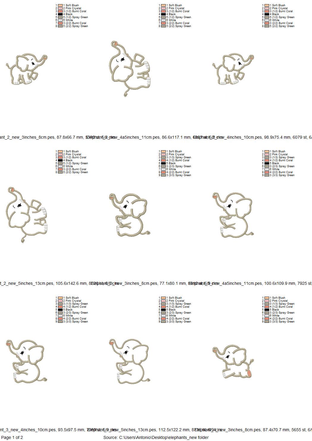 Little Elephant Applique Set of 4