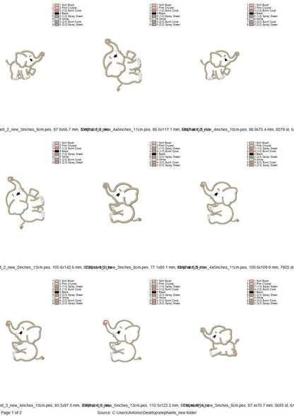 Little Elephant Applique Set of 4