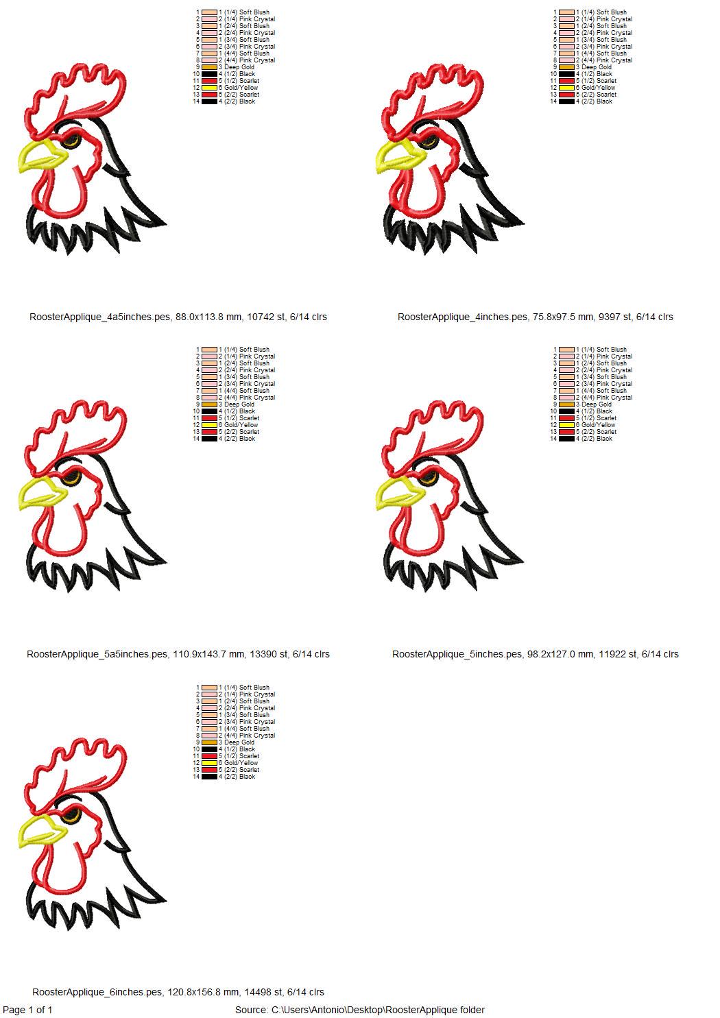 Farm Rooster Applique