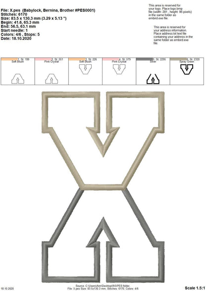 2-Color Athletic Block Split Font Applique