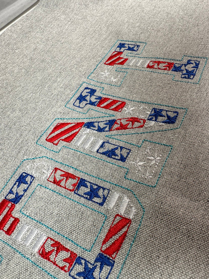 Patchwork Patriotic Patterned Font Applique