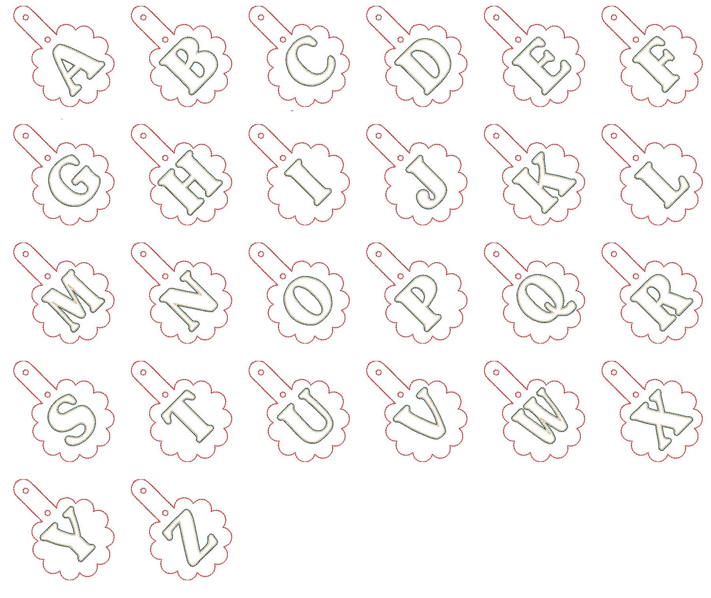 Scalloped Edge Puffy Puff Foam Monogram Keychain