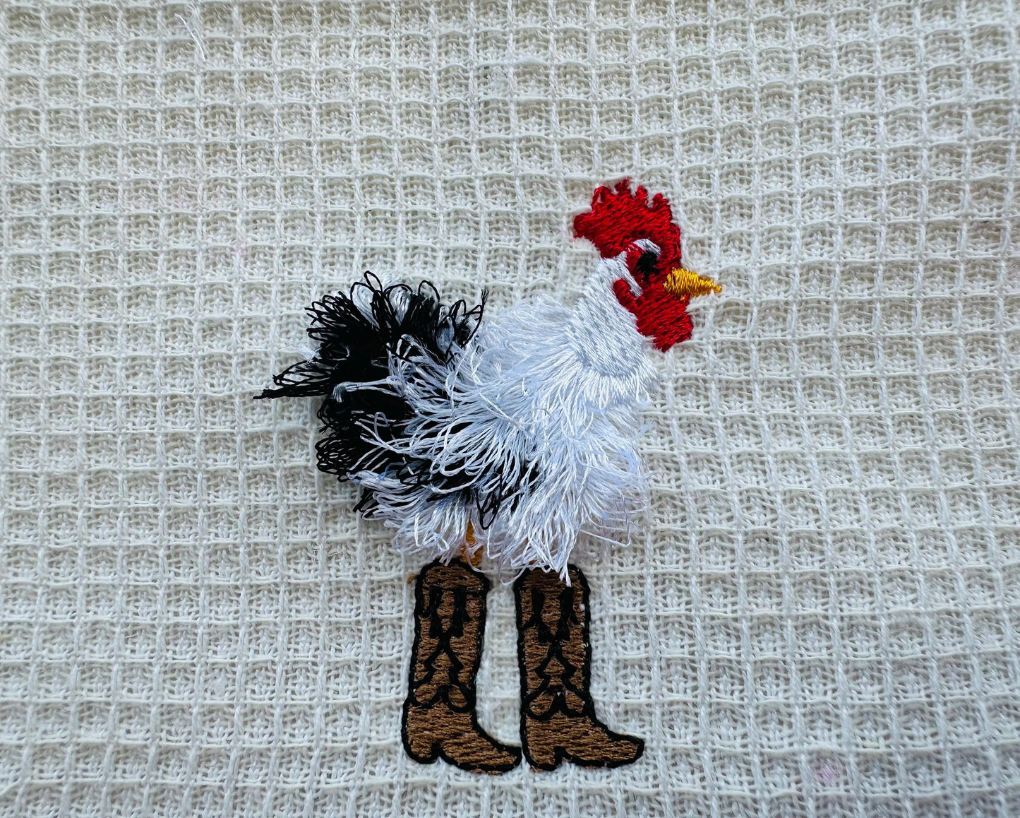 Fringed Rooster with Cowboy Boots