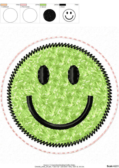 Happy Face Faux Chenille Stitch
