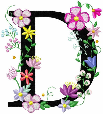 Floral Garden Flag Monogram Font