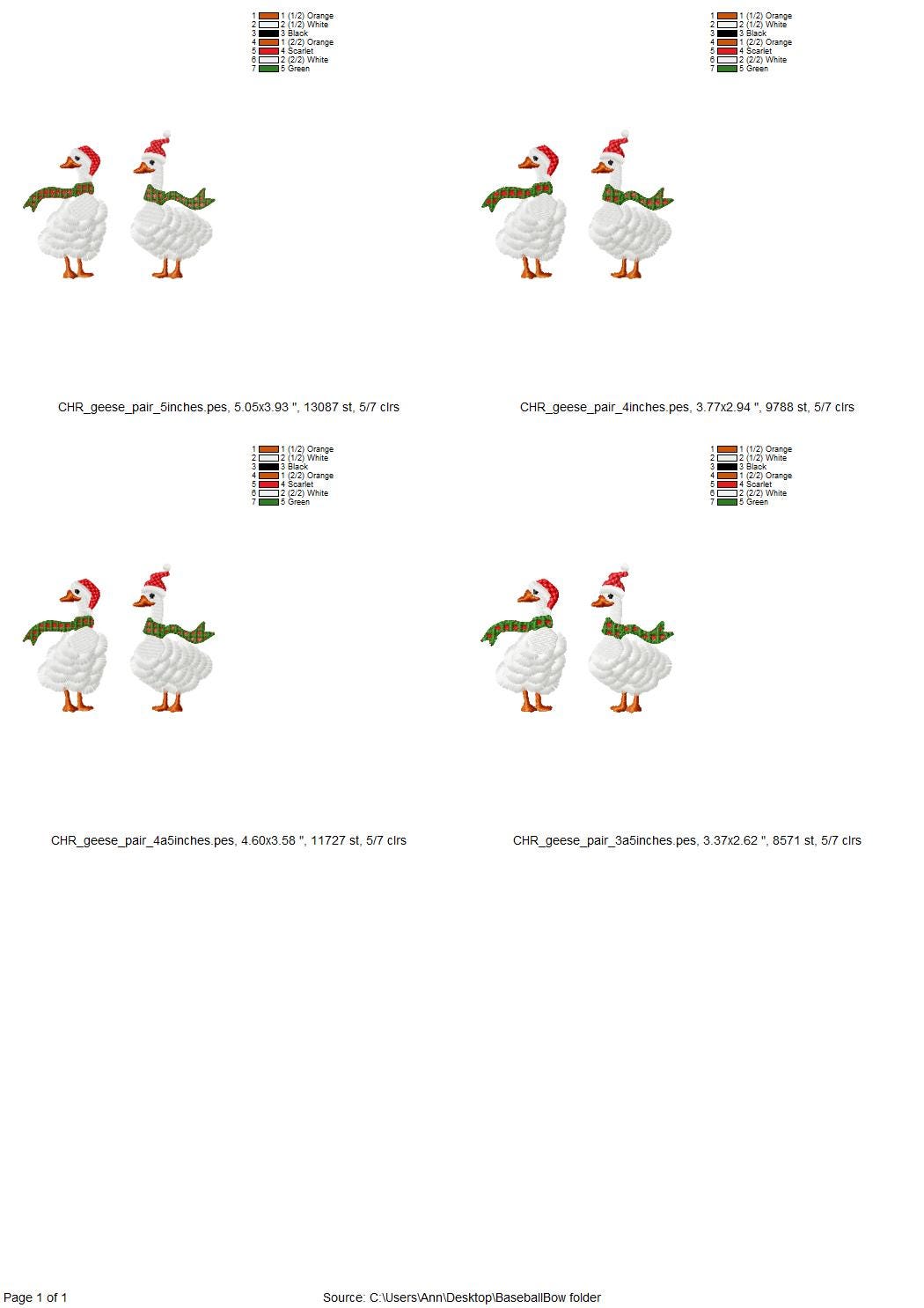 Fringed Christmas Goose Duck 2 in a row