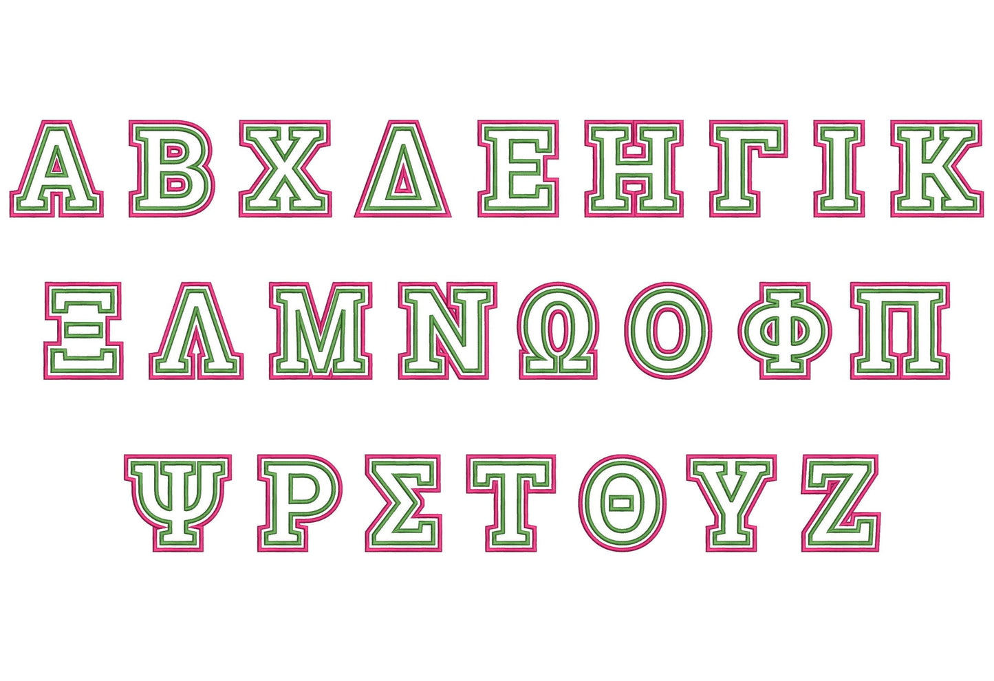 2-Layer Applique Sororities Greek Font