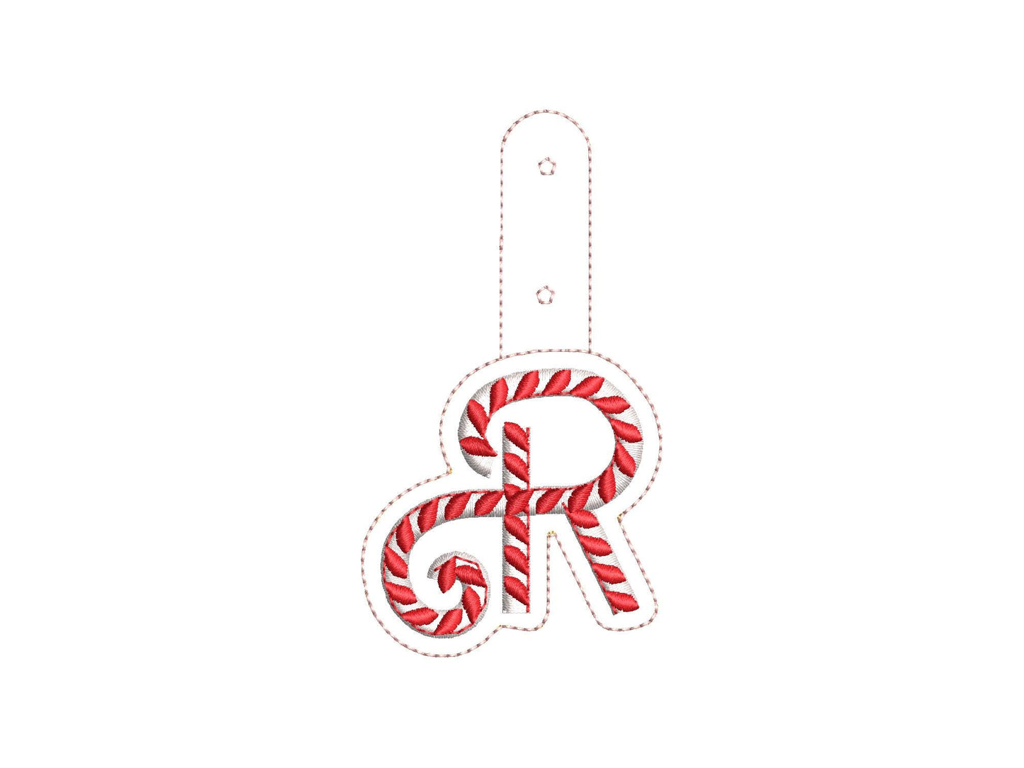 Christmas Candy Cane Monogram Keychain