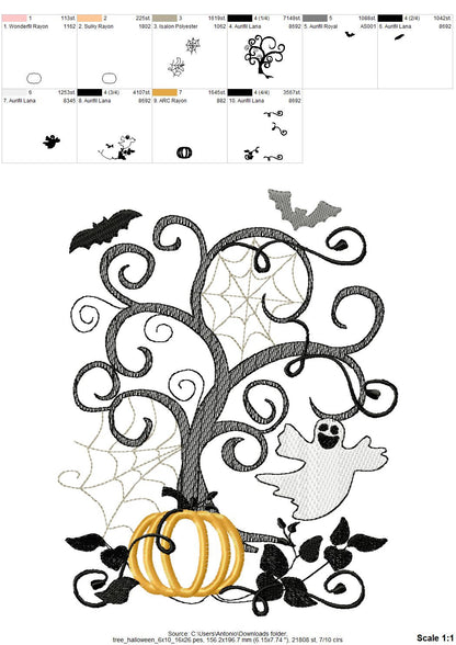 Halloween Scene Sketch Stitch Applique