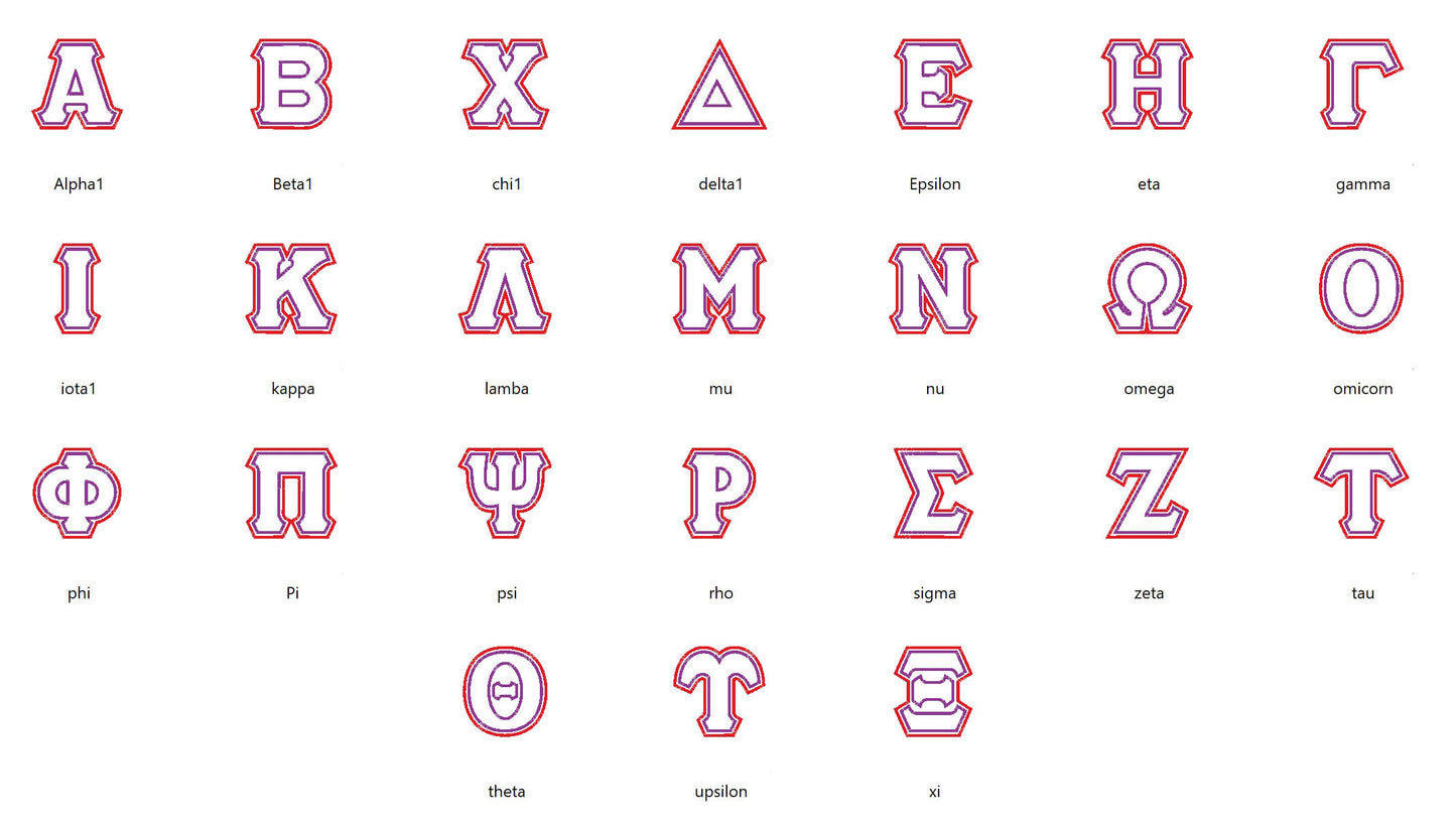 Sororities Greek Font Zig Zag outline Double Applique