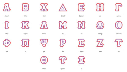 Sororities Greek Font Zig Zag outline Double Applique