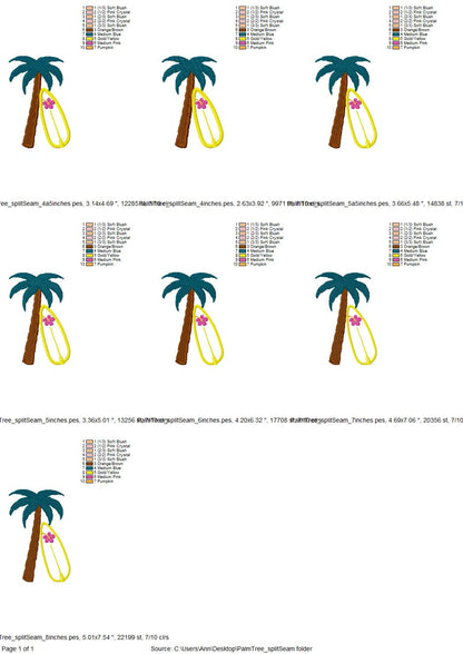 Summer Beach Palm and Surfing Board split seam cutout side bow Applique