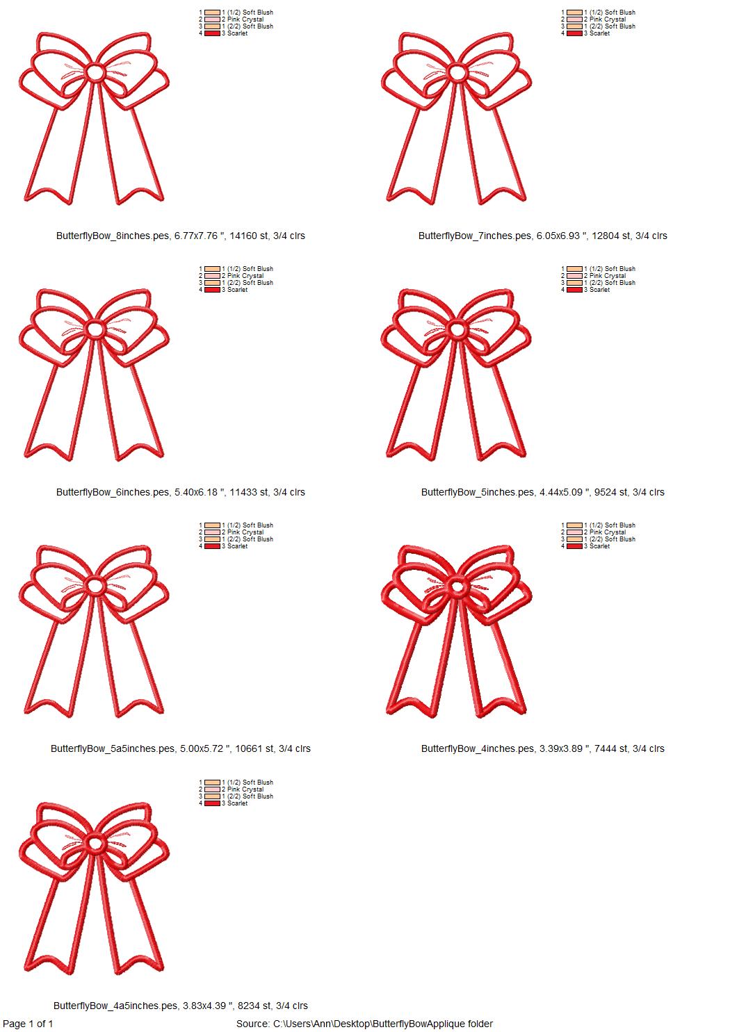 Wide Heirloom Butterfly Bow Applique