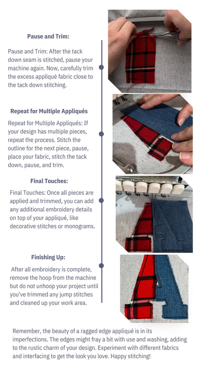 Light applique font Open Edge Raggedy Applique Alphabet bean stitch