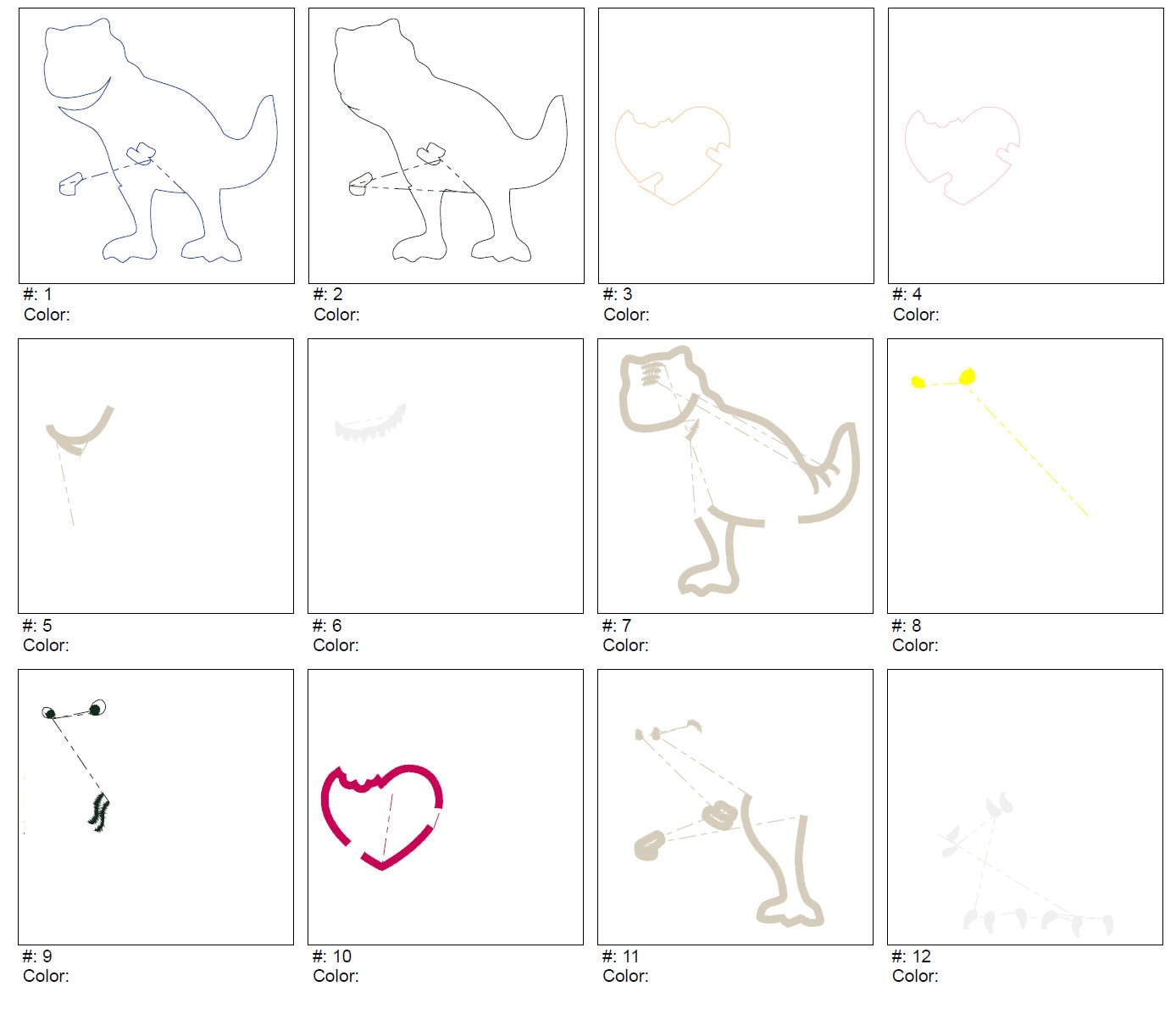 Valentine T-Rex Biting Heart Applique