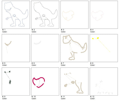 Valentine T-Rex Biting Heart Applique