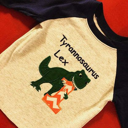 T-Rex Dinosaur and Bitten Birthday Numbers