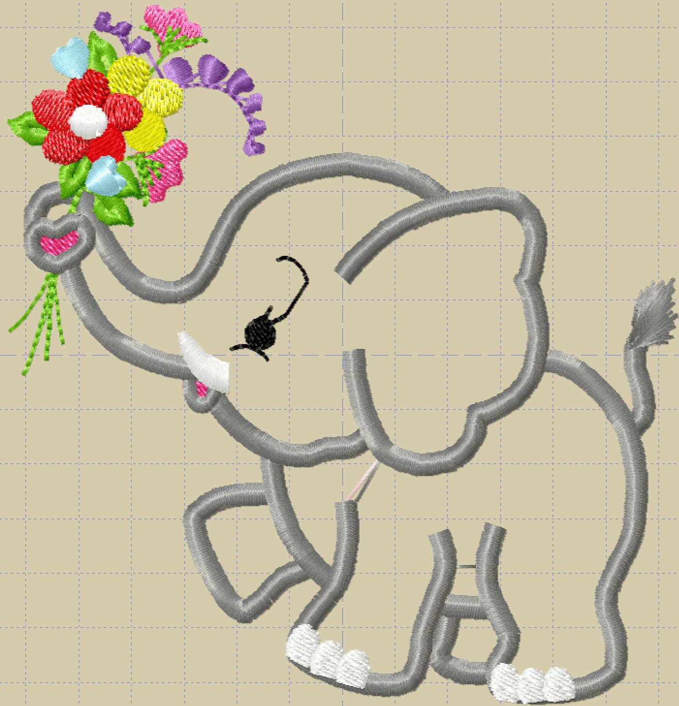 Cute Little Elephant Applique Set