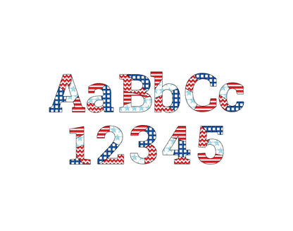 Patchwork Usa Flag Patterned Block Font