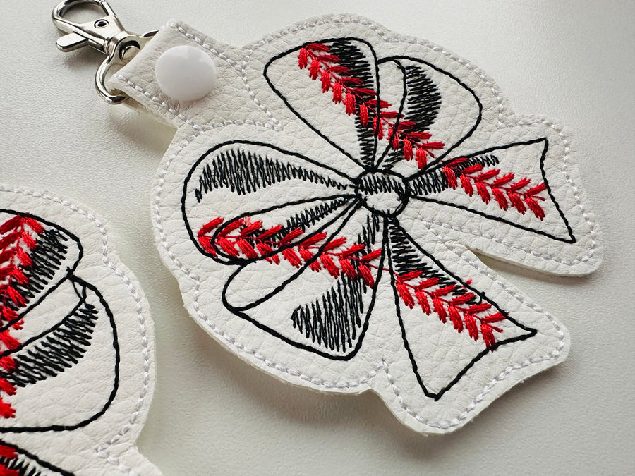 Baseball Sport Bow Keychain