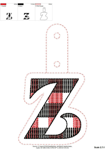 Gingham Buffalo Monogram Keychain