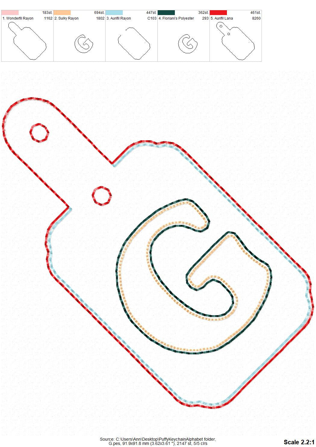 Puffy Puff Foam 3D Monogram Keychain ITH