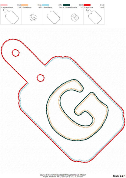 Puffy Puff Foam 3D Monogram Keychain ITH