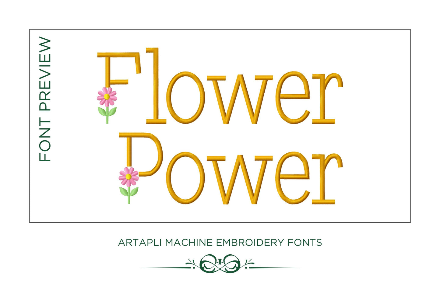 Satin Stitch Spring Flower Font Set
