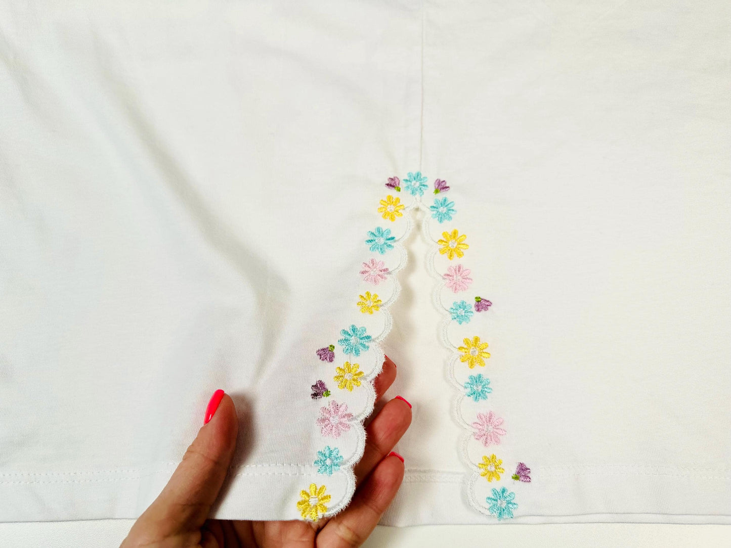 Spring Floral Scalloped Split Side Seam