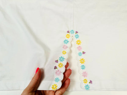 Spring Floral Scalloped Split Side Seam