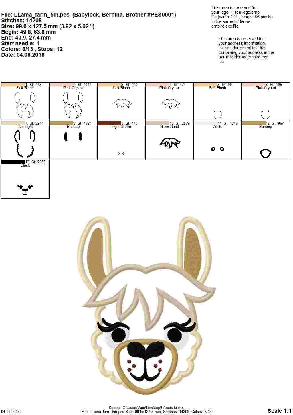 Llama Face Applique