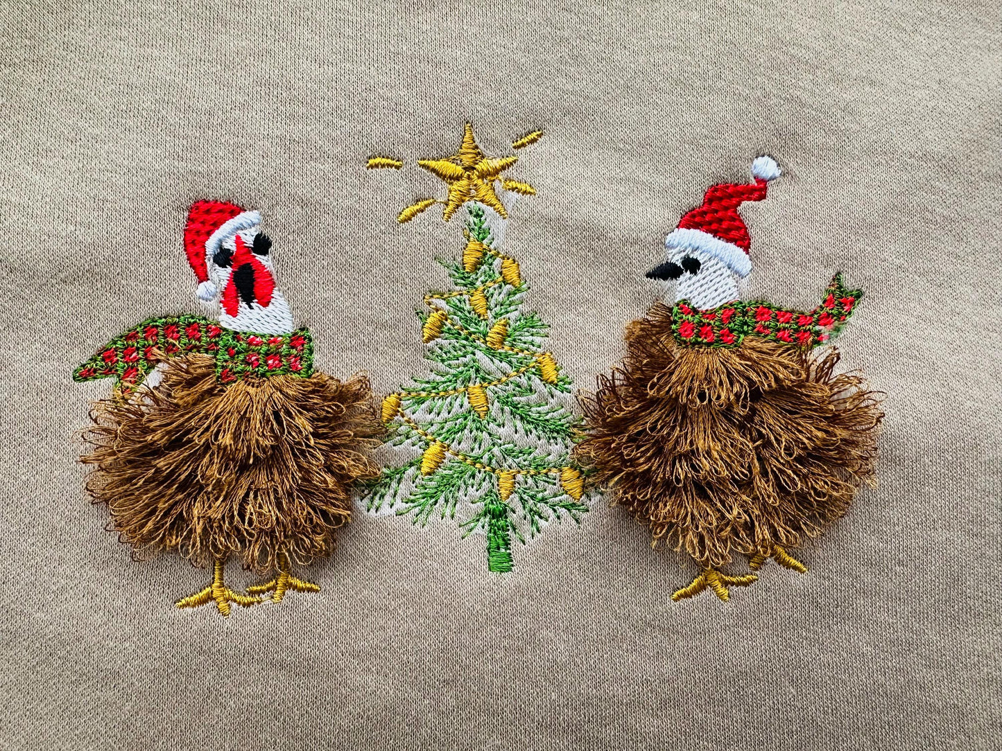 Fringed Santa Chicken and Christmas Tree