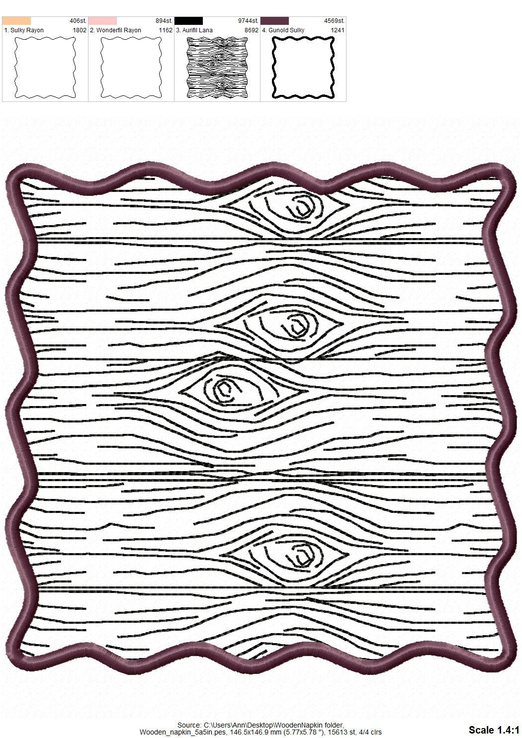 Wooden Patterned Napkin ITH