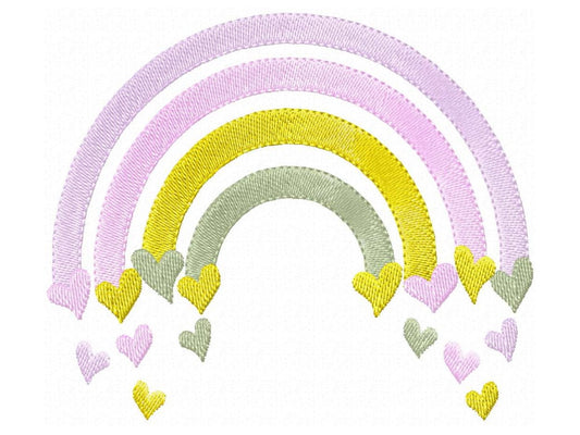 Mini Fill Stitch Rainbow Falling Hearts