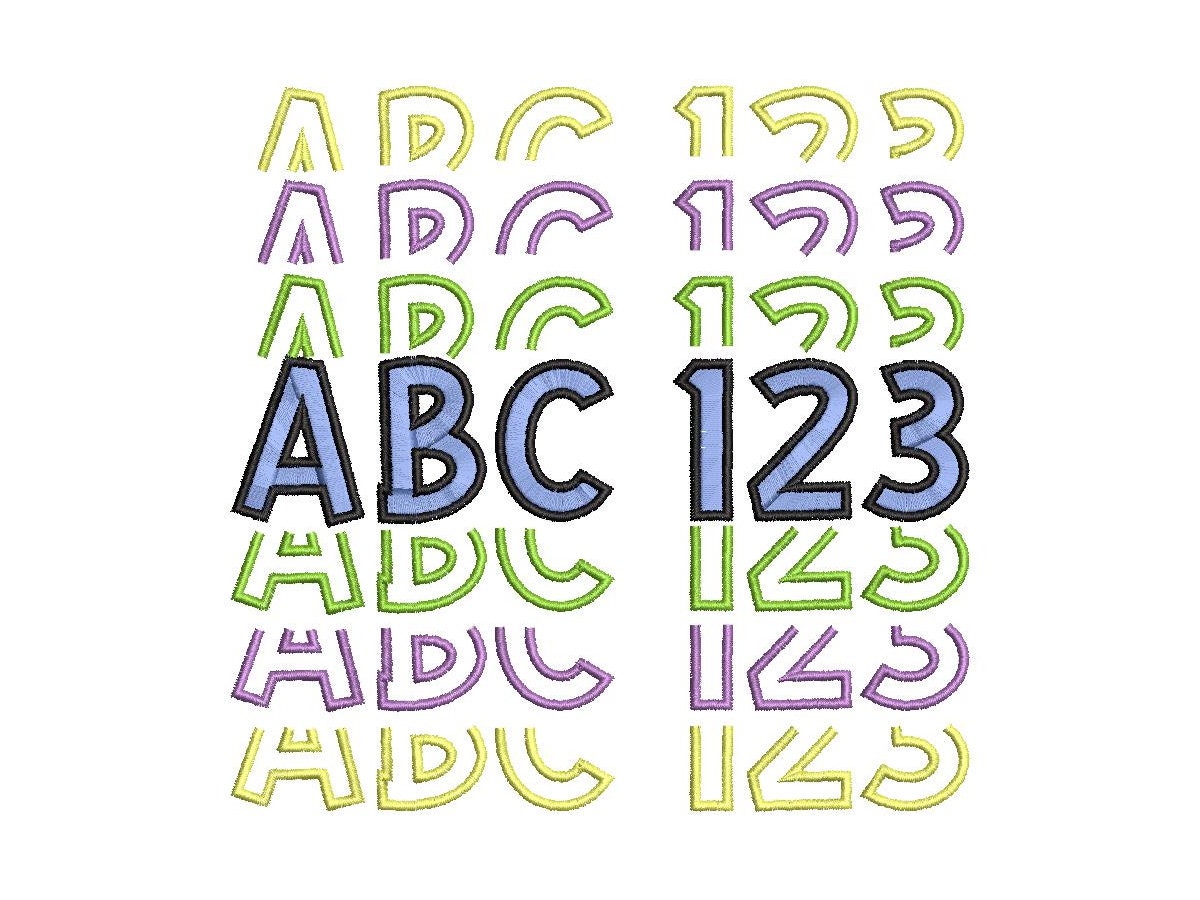 Stacked Satin Stitch and Outline Font