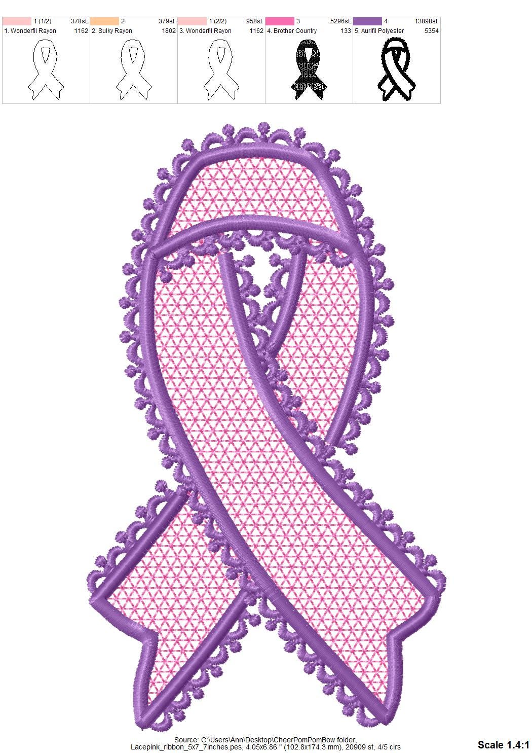 Cancer Ribbon Side Bow