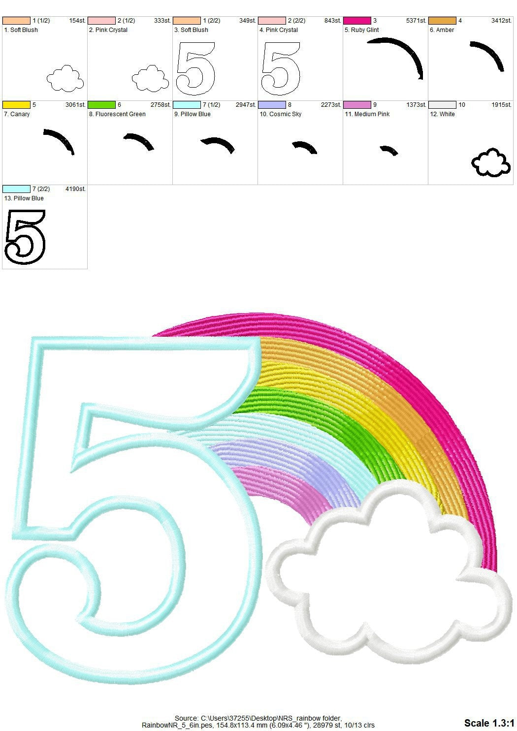 Rainbow in Cloud Birthday Numbers Set