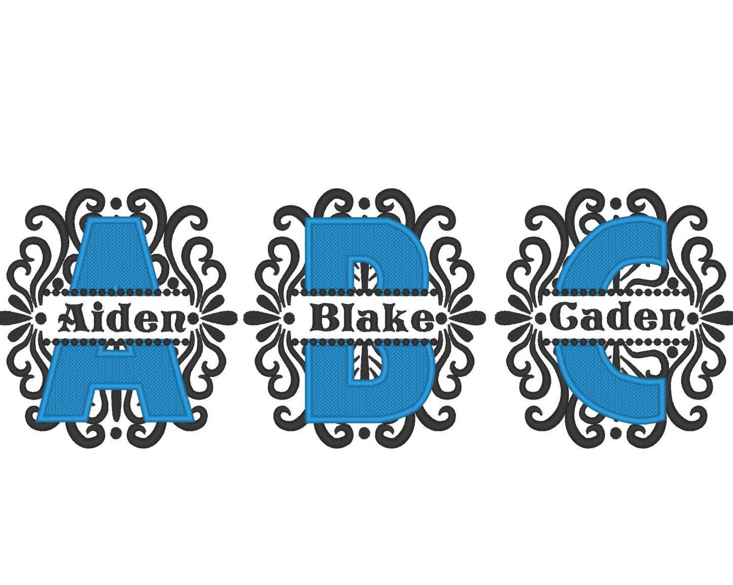 Split Swirl Monogram Frame and mini Font Set