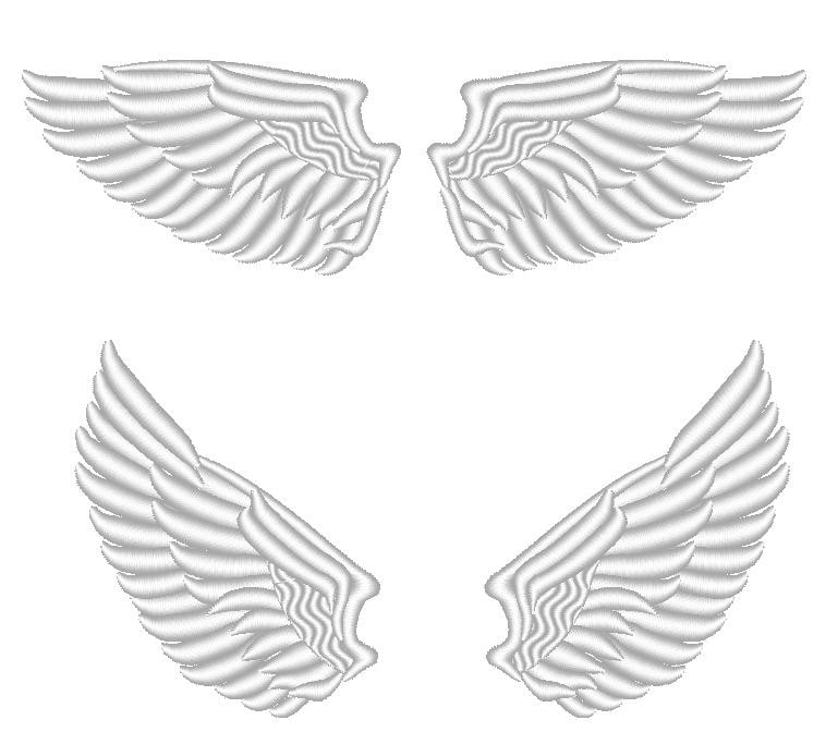 The Angel Wings fill stitch design machine embroidry design 2 and 2,5