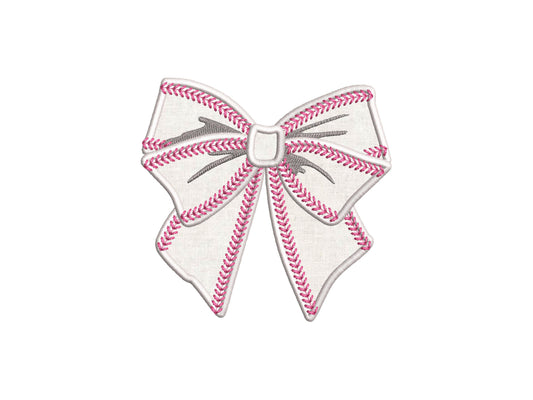 Baseball Stitch Sport Side Bow Applique