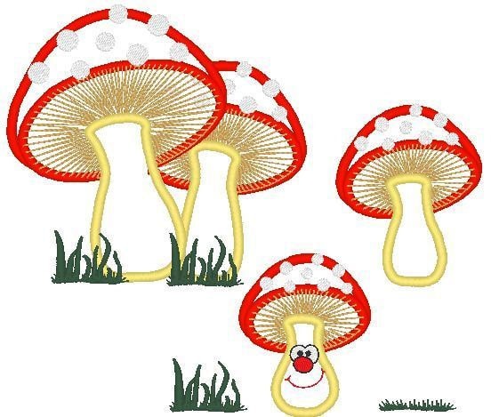 Woodland Mushroom Set of 3 Applique