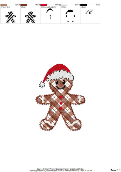 Gingham Plaid Gingerbread Man Santa