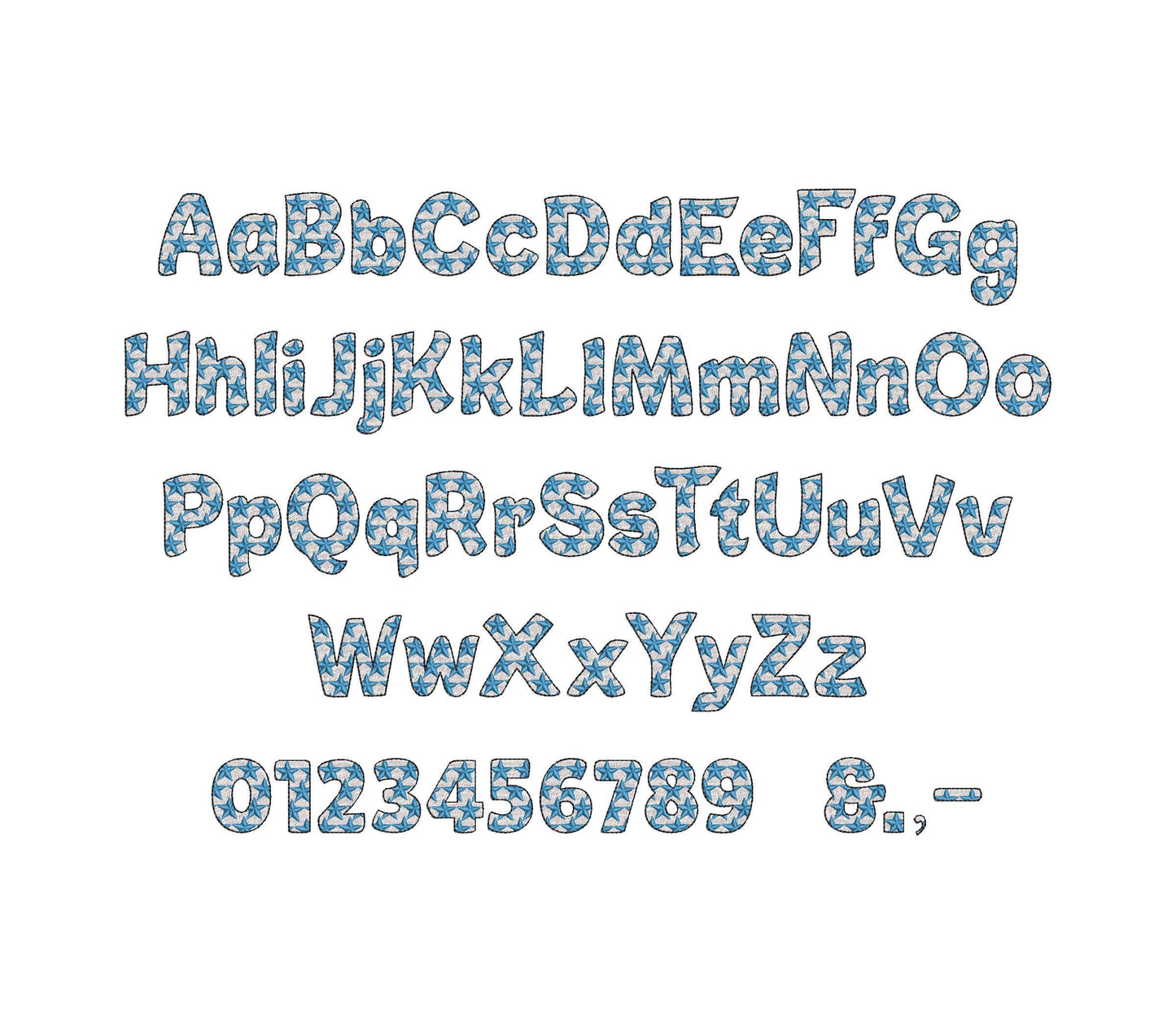 Stars and Stripes Patriotic Font SET of 2 alphabet fill stitch Monogram