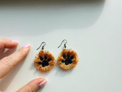 Fringed Puppy Paw Earrings FSL