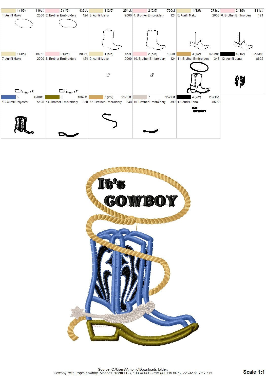 Cowboy Boots and Rope Applique