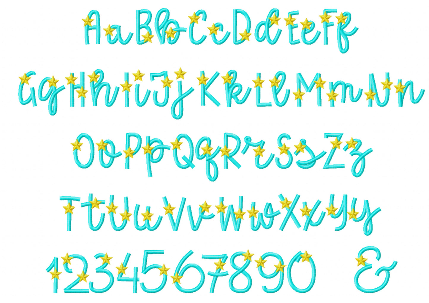 Starred Satin Stitch Line Font