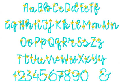 Starred Satin Stitch Line Font