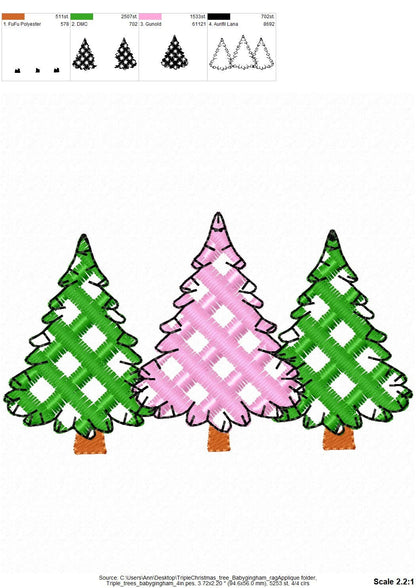 Baby Gingham Patterned Christmas Tree 3 in a row