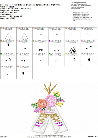 Rose Crown Tepee Teepee Tipi Applique