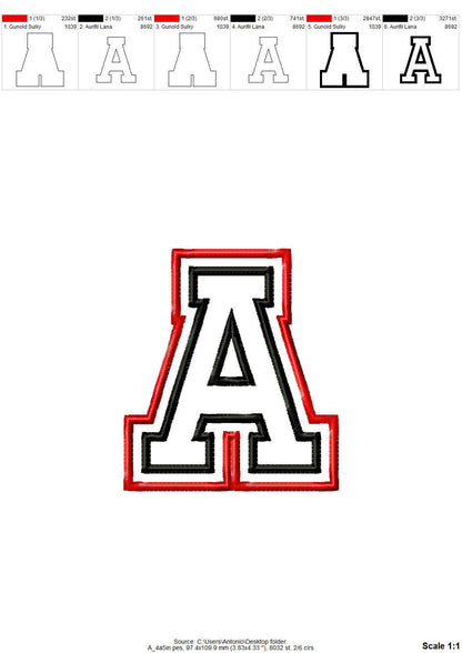 Two layers double applique and outline Athletic Sport High School Team